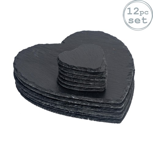 Piece heart slate placemats - piece,