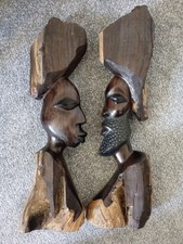 Pair of Vintage African Carved