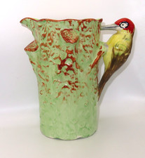 Vintage Royal Falcon Ware Hand-Painted Woodpecker Jug 1930s Art Deco Antique