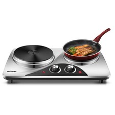 CUSIMAX Hot Plate, Double Hot Plates for cooking 2100W Electric Hob - CMHP S206