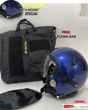 HGU-55 BLUE CUSTOM NAVAL AVIATOR TACTICAL PILOT HELMET  WITH LEATHER EDGEROLL