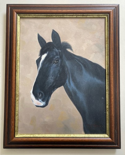 Vintage oil painting horse - oil,