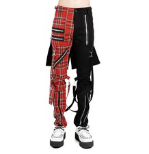 Men Black Red Tartan Plaid
