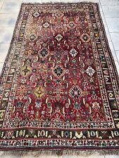 Shiraz Rug Oriental Persian Rug Red Virgin Wool Fars Nomad Qashqai Old Vintage