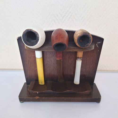 Vintage wooden pipe rack - vintage, 3