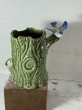 Wade Small Vase Tree Trunk with Blue Bird Irish Porcelain