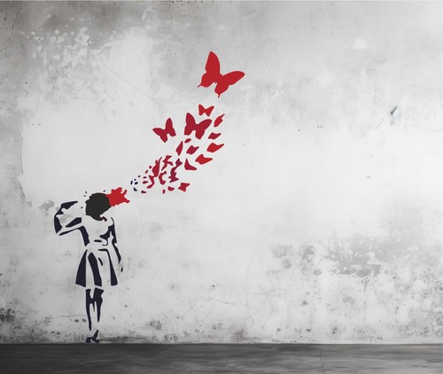 Banksy suicide butterfly girl - ,