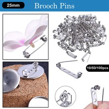 25mm Brooch Bar Backs Safety Pins Badge Fastener for Jewelry Making Clothing