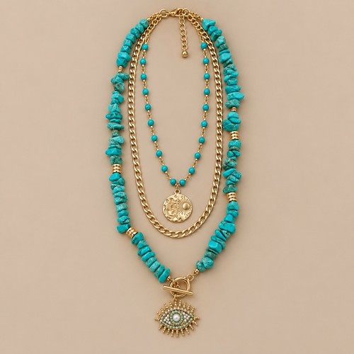 Turquoise layered statement - turquoise,