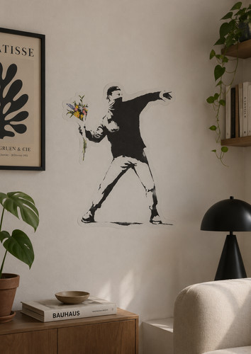 Banksy riot sticker wall art - banksy,