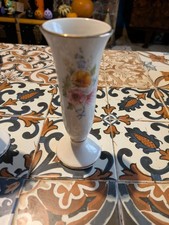 Sadler - Bud Vase Floral Flower Pattern Pink Flowers - 14cm Tall Approx