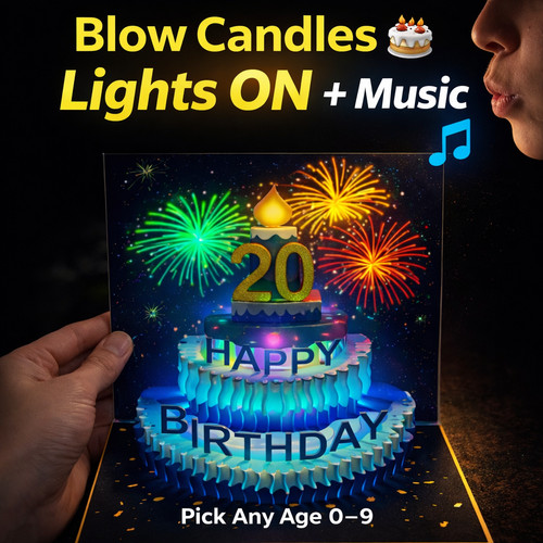 Led musical birthday card - led,
