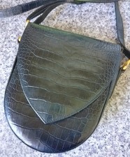 *Picard* Black Crocodile Pattern Leather Crossbody Bag - Shoulder Purse VGC