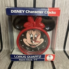 Vintage Lorus Disney Character Clocks Minnie Mouse Face Alarm Clock Quartz