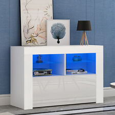 Modern 100cm TV Unit Corner Cabinet Stand Matt Body High Gloss Door LED Lights