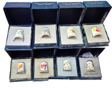 ROYAL WORCESTER CHINA THIMBLES COLLECTION OF 9 VINTAGE IN ORIGINAL BOXES