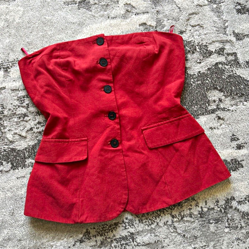 Zara red strapless button - zara,