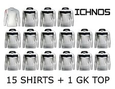 ICHNOS WHITE BLACK ADULT MATCH DAY TEAM KIT FOOTBALL SHIRTS 15 PLAYERS 1 GK TOP