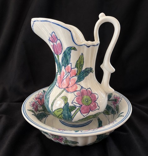 Vtg ceramic floral - vtg, jug