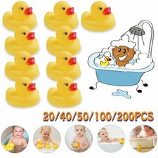 20X/50X/100X Yellow Mini Rubber Squeaky Ducks Bath Shower Funny Cute Collection