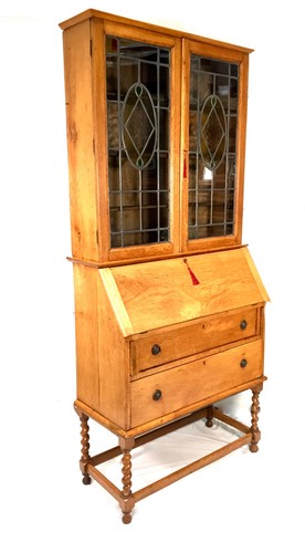 Antique oak wooden bureau - oak,