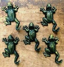 SET of 5 CLIMBING TREE FROG HOOKS Hand Painted green, coat robe towel wall hook