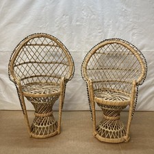 Vintage pair Wicker Peacock