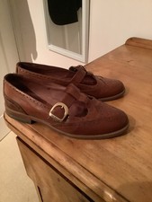 Russell And Bromley Tan Mary Jane T Bar Brogues Size 38