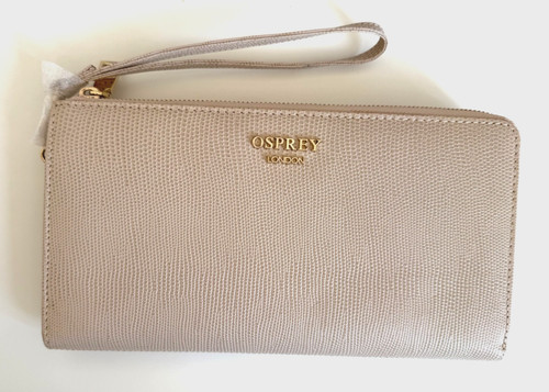 Osprey beige leather clutch - leather,