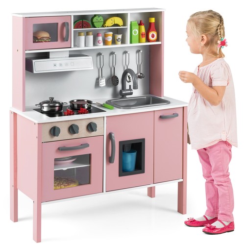 Wooden play kitchen set with - wooden,