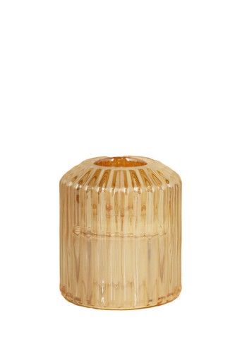 Gold ribbed glass candle - ribbed,