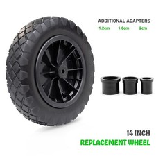 PU Black 14" REPLACEMENT PUNCTURE PROOF WHEELBARROW WHEEL 3.50-4.00/8 UK