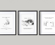 Set of 3 Winnie the Pooh Quotes Vintage Images Wall Art Prints - Choose Size