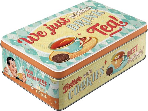 Retro storage tin box - retro, flat