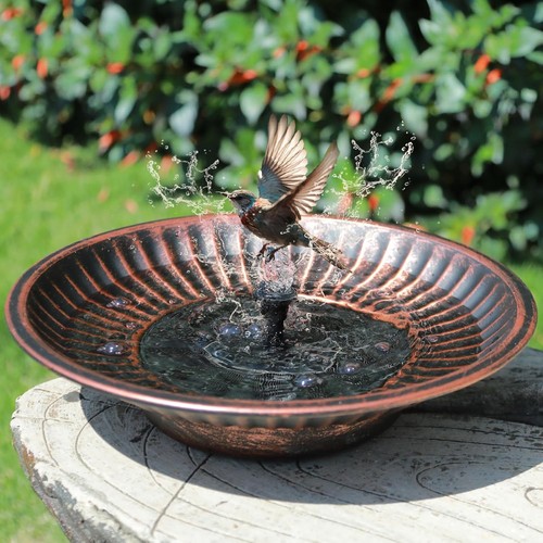 Copper solar bird bath - bird,