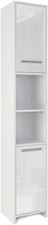 Tall White Gloss Bathroom Storage Cabinet with Shelves & Doors, 30x190 cm