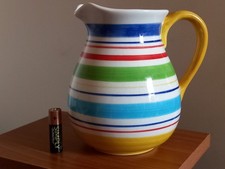 Price Kensington Lovely Colourful Striped Jug.    2 Pints    17cms tall REPAIRED