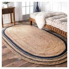 Oval Rug Jute Carpet Mat Area