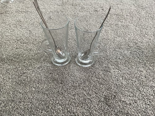 Latte glasses new - 2, spoons