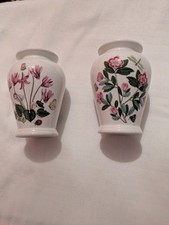 Portmeirion - Botanic Garden - Two Small Vases - Cyclamen and Rhododendron 3.5"