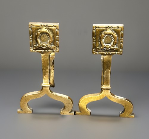 Pair vintage brass fire dogs - fire,