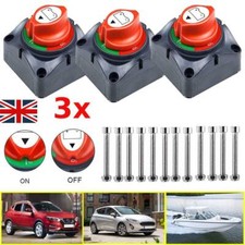 3PCS 12V Battery Switch Isolator Cut Off Kill for Knob Marine Boat Camper Truck