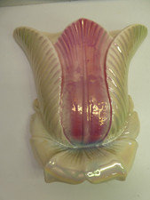 AUSTRALIAN POTTERY ART DECO FLOWER WALL POCKET VASE LUSTRE GLAZE