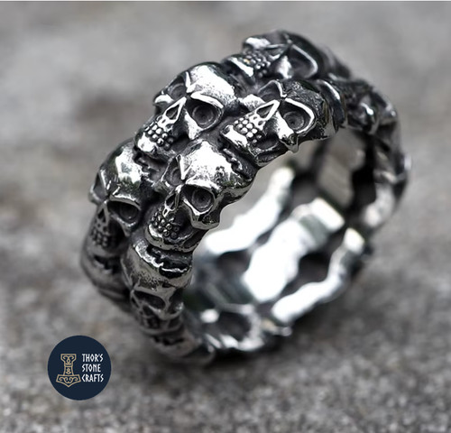 Skulls double band - double, ring
