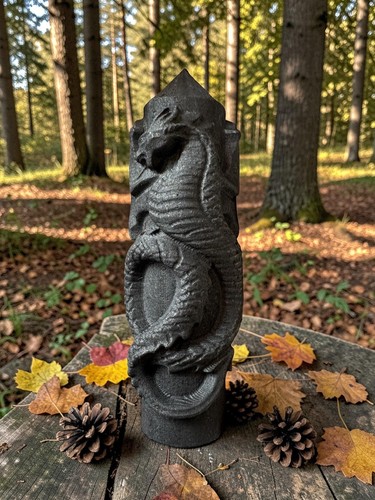 Shungite dragon carved tower - dragon,