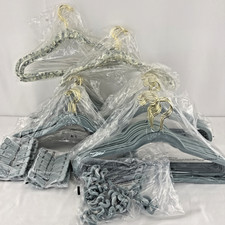 120 Pc Set Joy Mangano Huggable Hangers  36 Shirt  36 Suit Gold Hook Blue Velvet