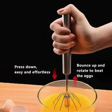  30 cm Metal Hand Press Egg Whisk Beater Rotary Whisk Blender