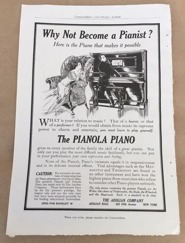 Pianola piano print 1909 - piano,