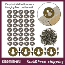 60x Metal Round Keyhole Hangers Plate Bracket Kit Picture Frame Hanging Hardware
