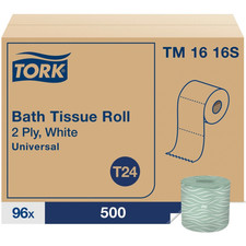 Tork Universal Toilet Paper, T24 (TM1616S), 500 Sheets/Roll - Case of 96 Rolls
